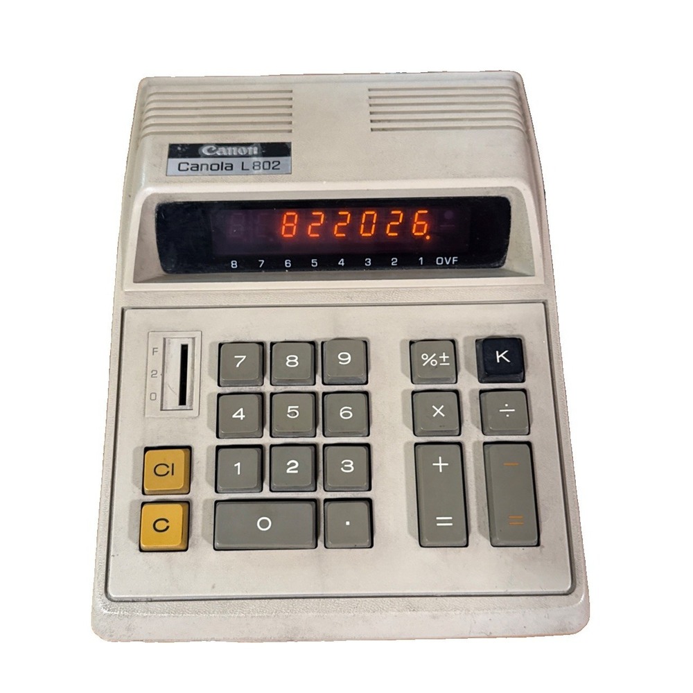 Vintage Canon Canola L802 Desktop Calculator Rare Tested Working